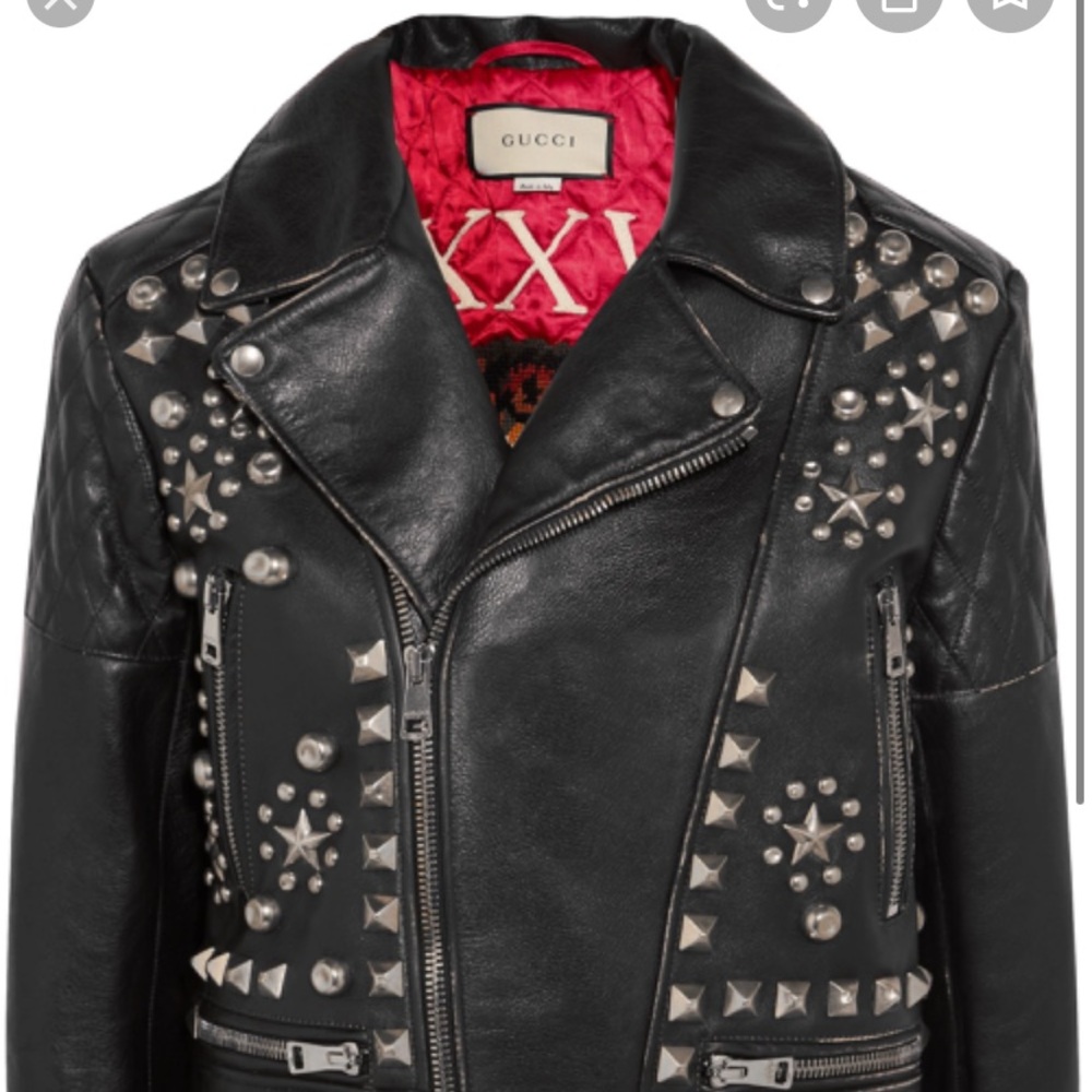 Gucci biker leather jacket studded